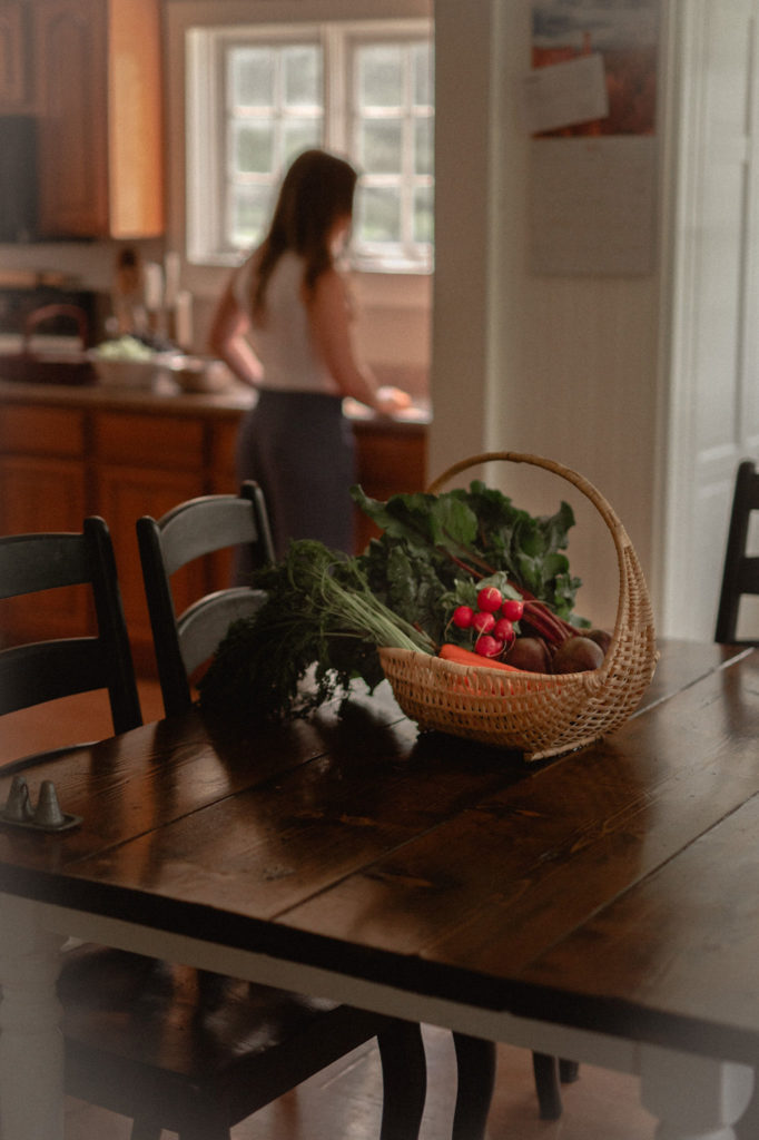 cooking in kitchen