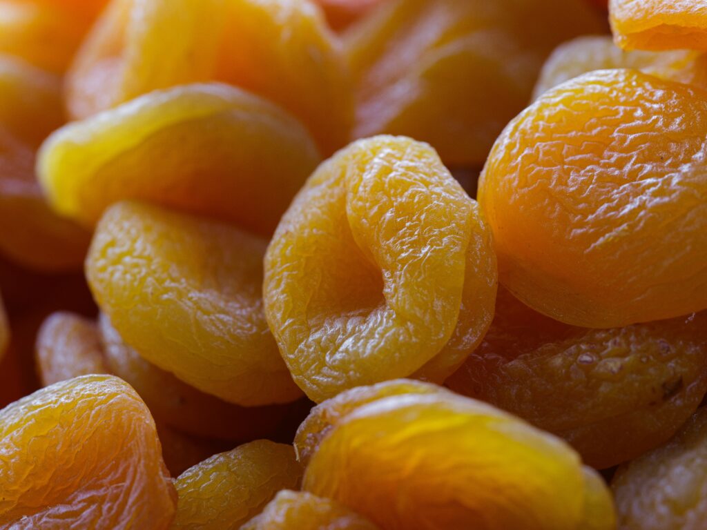 close up shot of dried apricots 