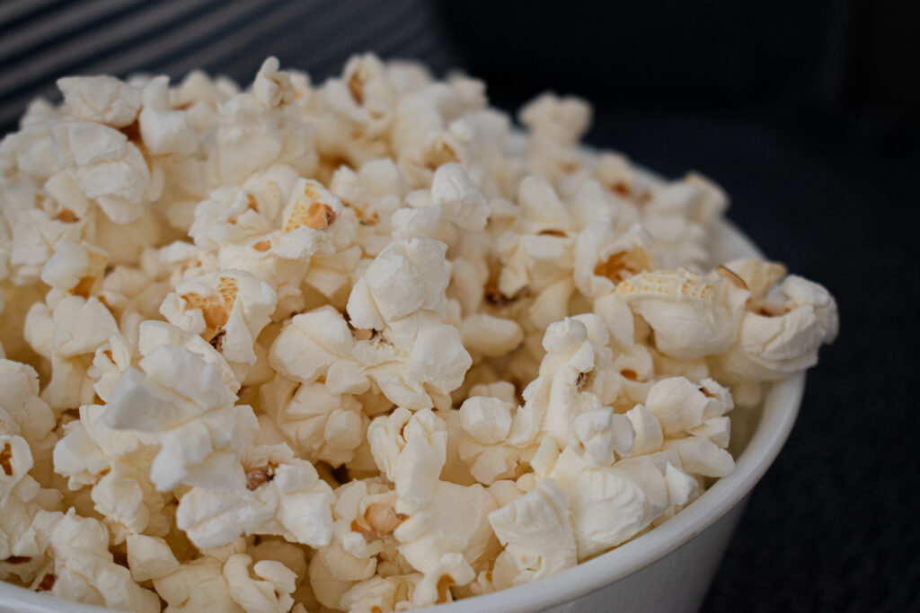 bowl of popcorn close up